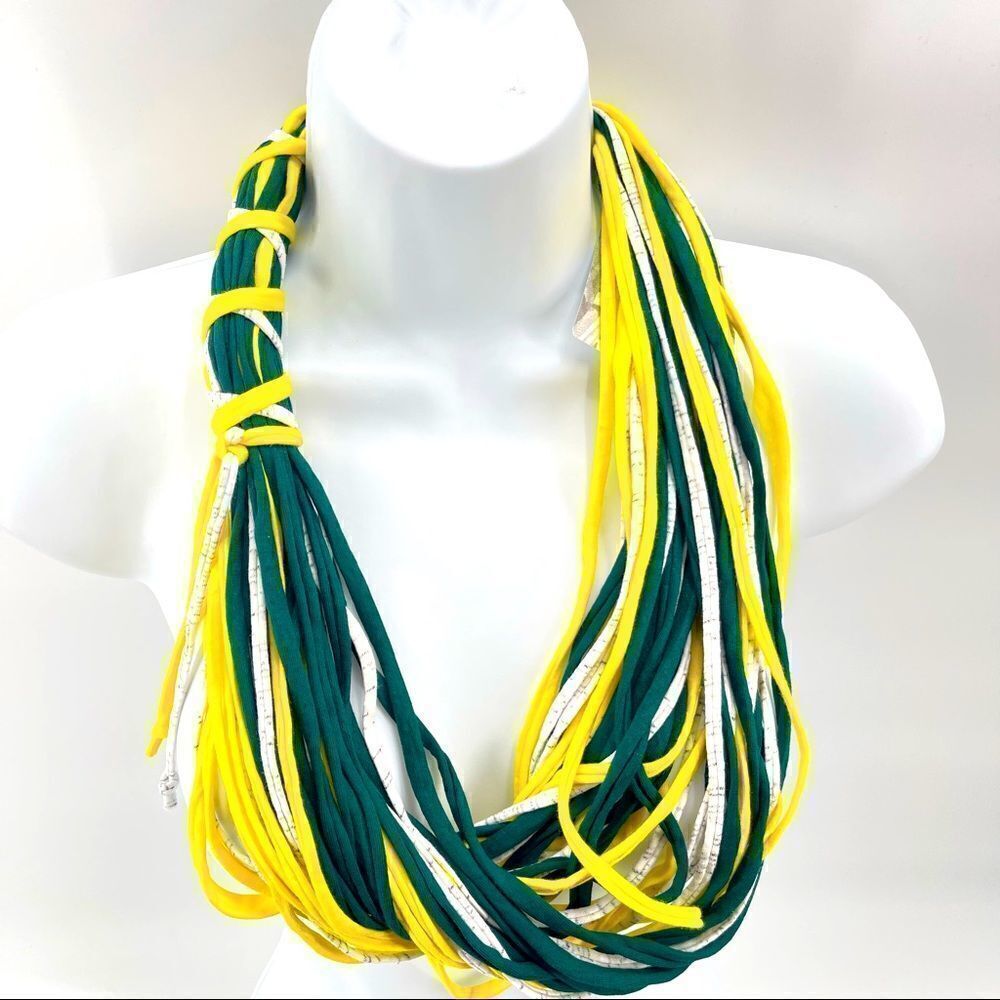 Dona Bela Shreds Shred Classic upcycled fabric necklace scarf boho jewelry NEW